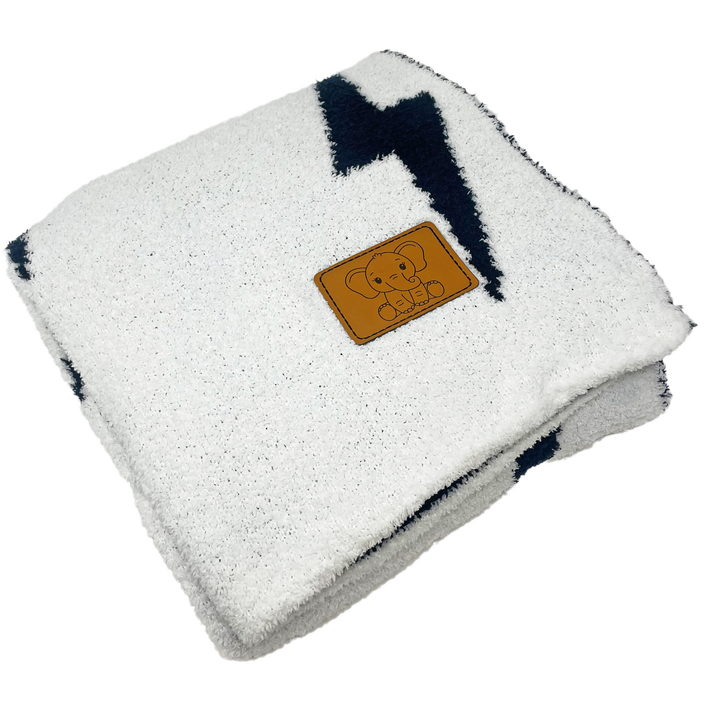Baby Blanket Plush Fuzzy Reversible 28"x40"- Black/White Lightning Bolt