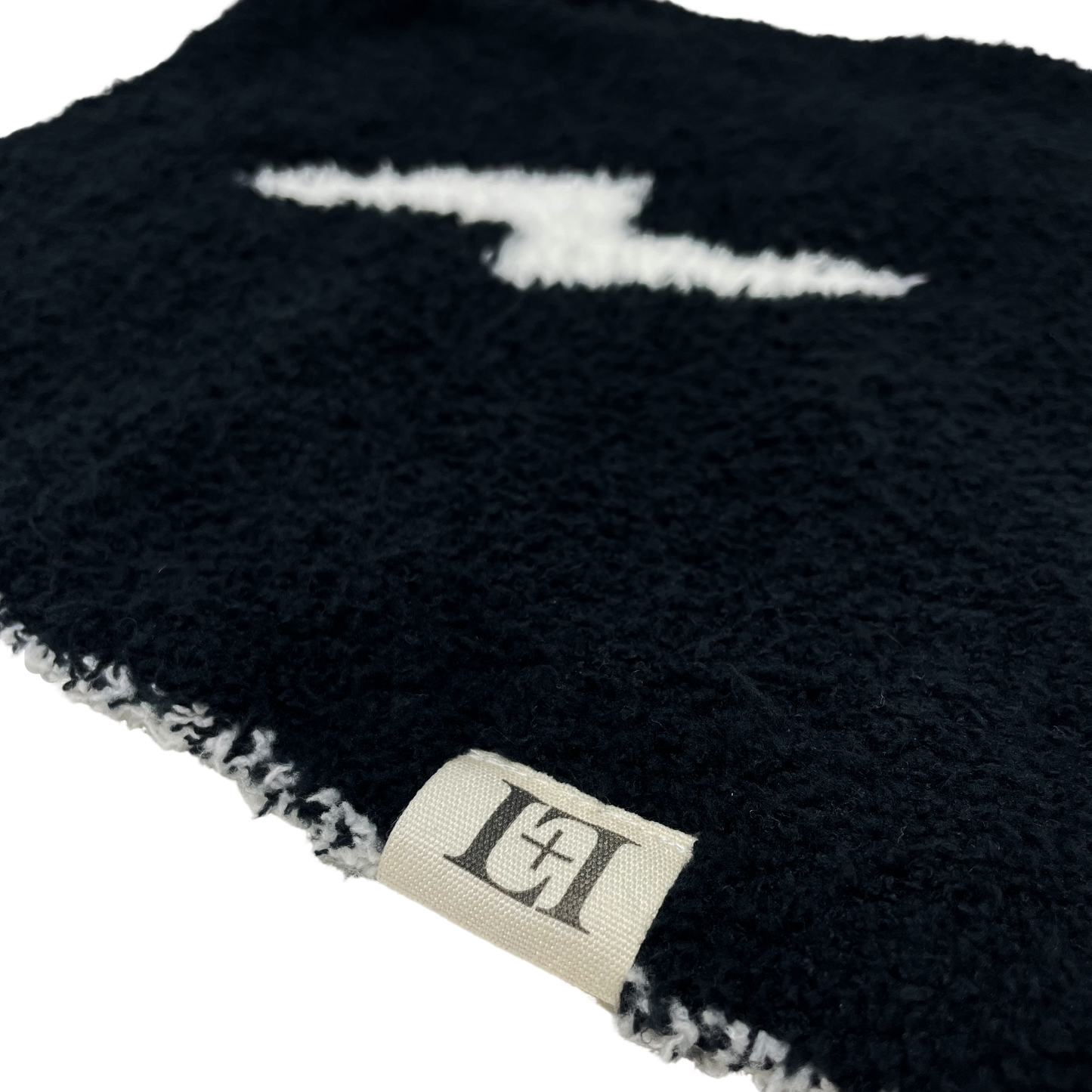 Baby Lovey Pacifier Holder 10"x10" - Black/White Lightning Bolt