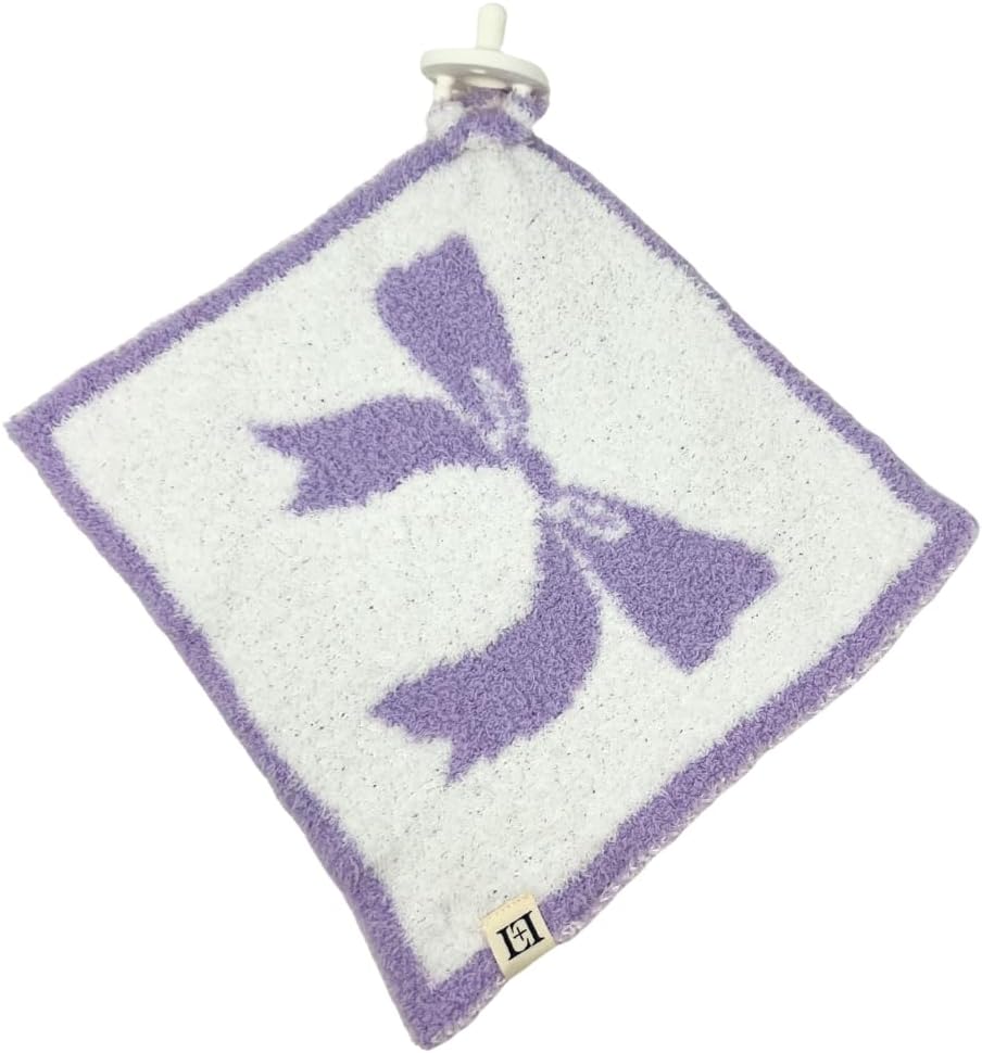 Baby Lovey Pacifier Holder 10"x10" - Lavender/White Bow