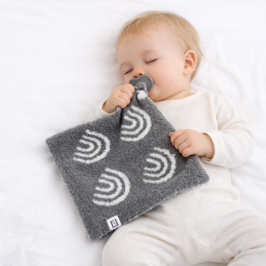 Baby Lovey Pacifier Holder 10"x10" - Charcoal/White Rainbow
