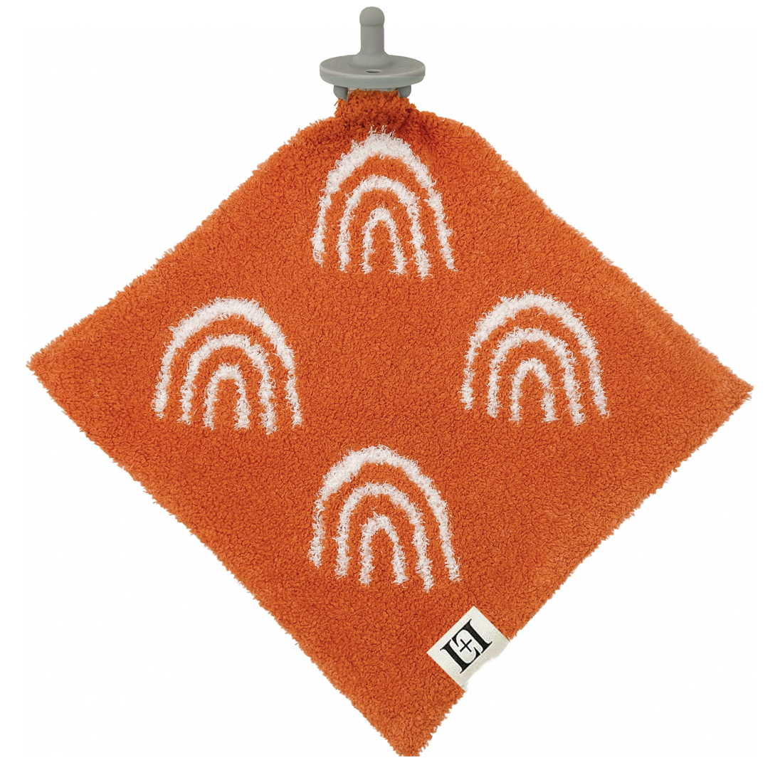 Baby Lovey Pacifier Holder 10"x10" - Orange/White Rainbow