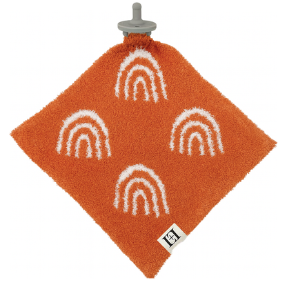 Baby Lovey Pacifier Holder 10"x10" - Orange/White Rainbow