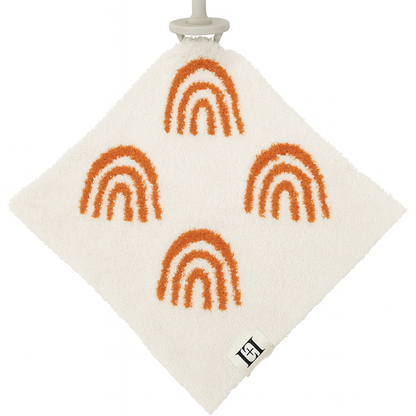 Baby Lovey Pacifier Holder 10"x10" - Orange/White Rainbow