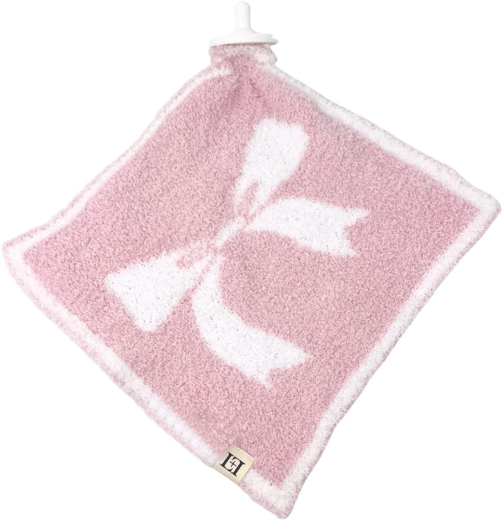 Baby Lovey Pacifier Holder 10"x10" - Pink/White Bow