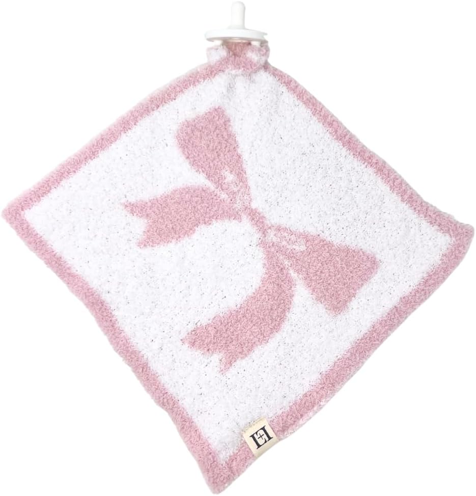 Baby Lovey Pacifier Holder 10"x10" - Pink/White Bow