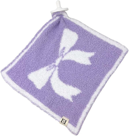 Baby Lovey Pacifier Holder 10"x10" - Lavender/White Bow