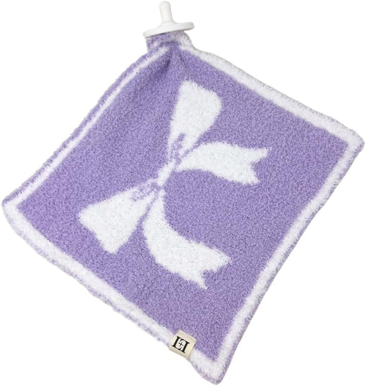 Baby Lovey Pacifier Holder 10"x10" - Lavender/White Bow