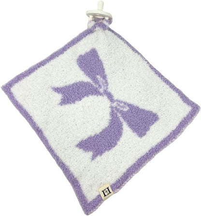 Baby Lovey Pacifier Holder 10"x10" - Lavender/White Bow