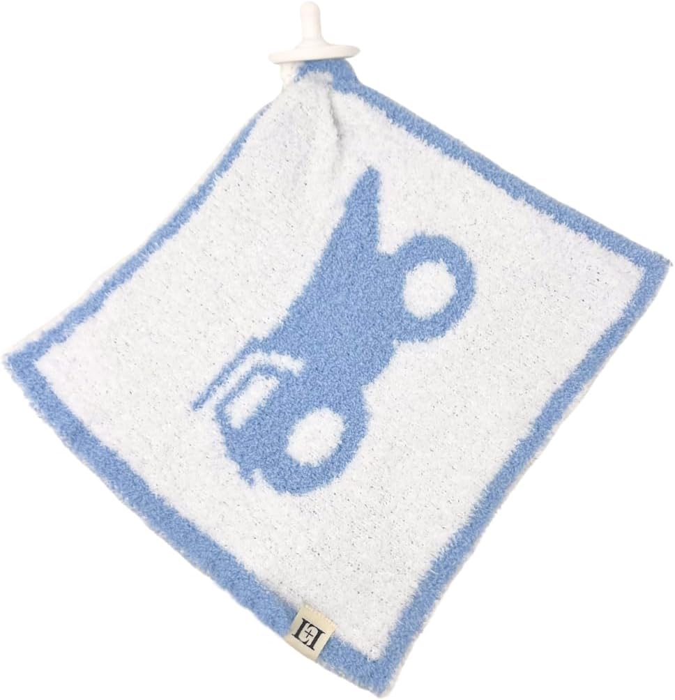 Baby Lovey Pacifier Holder 10"x10" - Blue/White Construction Dump Truck