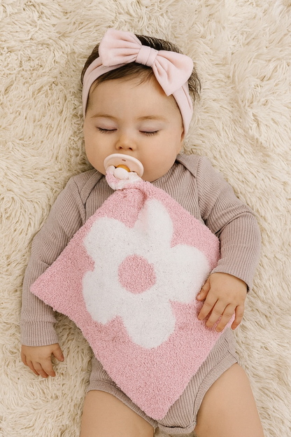 Baby Lovey Pacifier Holder 10"x10" - Pink/White Flower