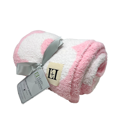 Baby Blanket Plush Fuzzy Reversible 28"x40"- Pink/White Flower