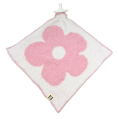 Baby Lovey Pacifier Holder 10"x10" - Pink/White Flower