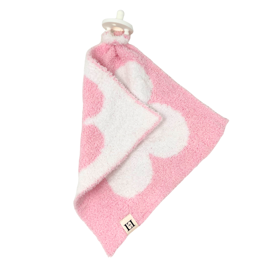 Baby Lovey Pacifier Holder 10"x10" - Pink/White Flower