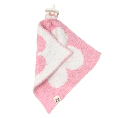 Baby Lovey Pacifier Holder 10"x10" - Pink/White Flower