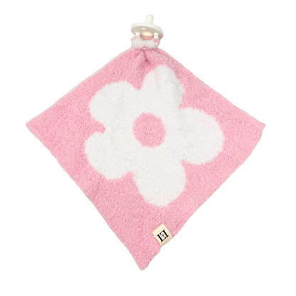 Baby Lovey Pacifier Holder 10"x10" - Pink/White Flower