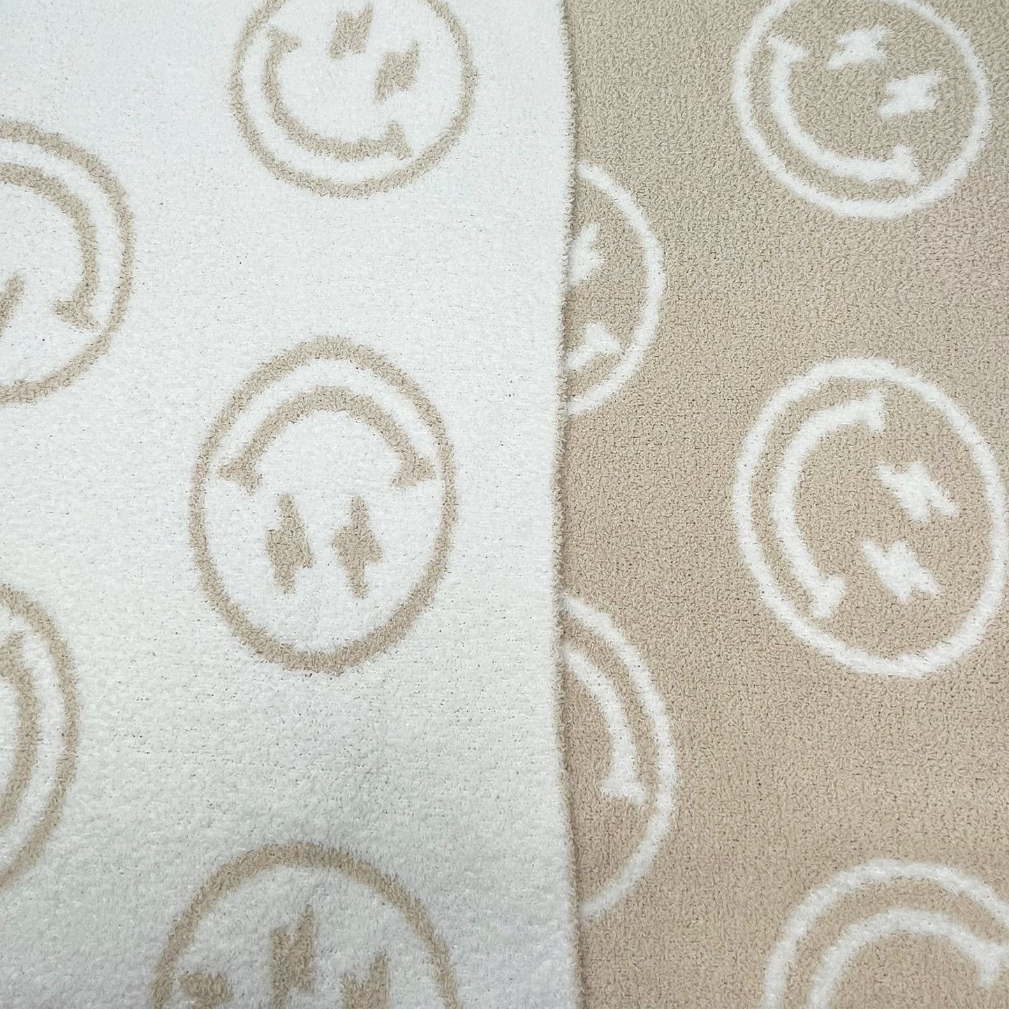 Baby Blanket with Leather Patch 28"x40"- Pink/White Checkered Smiley Face