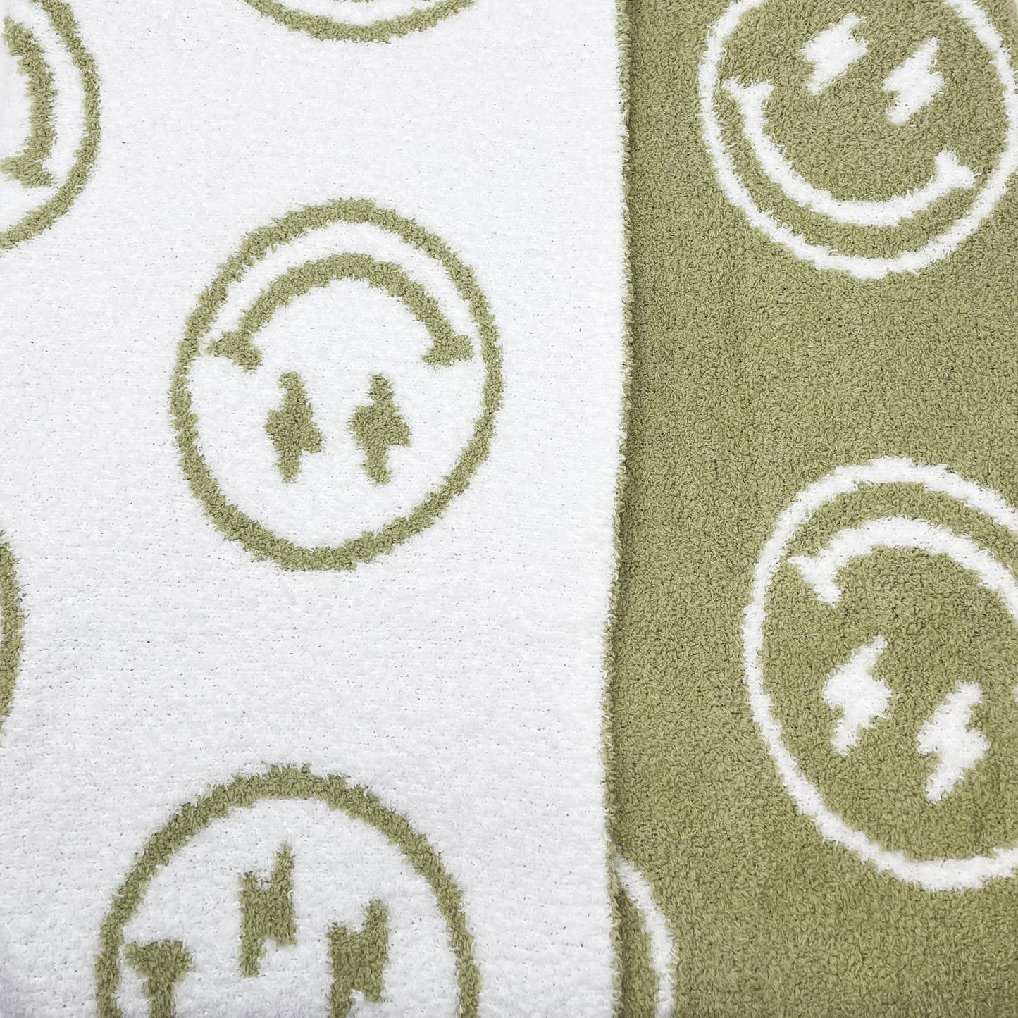 Baby Blanket with Leather Patch 28"x40"- Pink/White Checkered Smiley Face